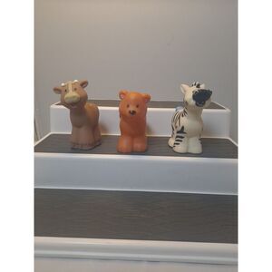 Lot of 3 Fisher Price‎ Little People Animal Figures Brown Cow, Bear, Zebra